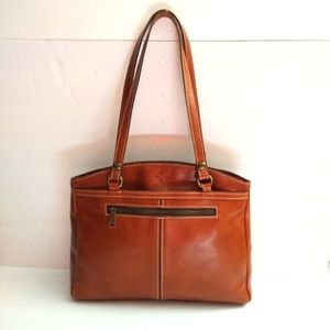 Patricia Nash Poppy Heritage cognac leather tote bag